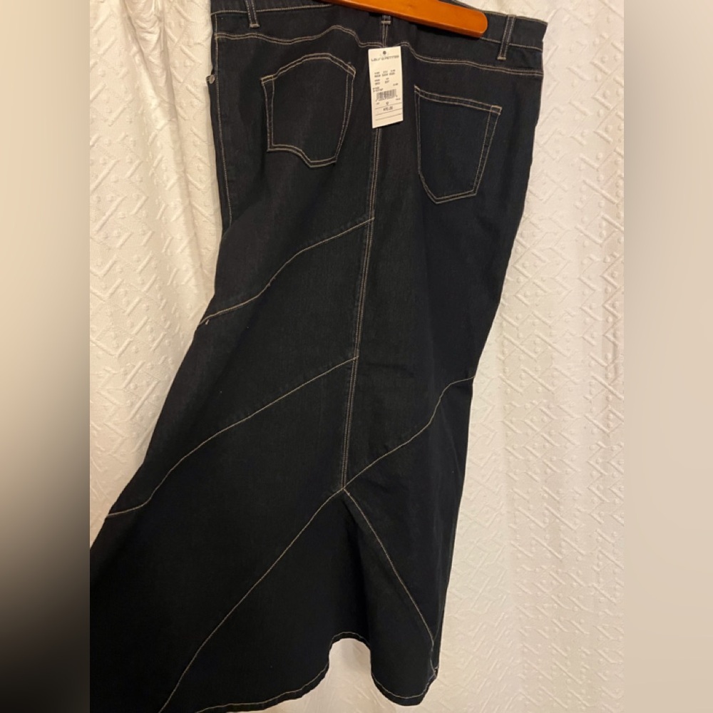 Simon Chang Charcoal Maxi Skirt with Stitch Detail - Picture 1 of 8